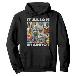 Funny Italian Brainrot Meme Art Hoodie Surreal Humor Pop Culture Collage TS02 Black Print Your Wear