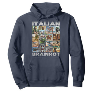 Funny Italian Brainrot Meme Art Hoodie Surreal Humor Pop Culture Collage TS02 Navy Print Your Wear