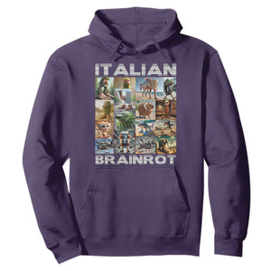 Funny Italian Brainrot Meme Art Hoodie Surreal Humor Pop Culture Collage TS02 Purple Print Your Wear
