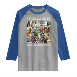 Funny Italian Brainrot Meme Art Raglan Shirt Surreal Humor Pop Culture Collage TS02 Sport Gray Royal Print Your Wear