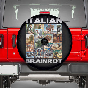 Funny Italian Brainrot Meme Art Spare Tire Cover Surreal Humor Pop Culture Collage TS02 Black Print Your Wear