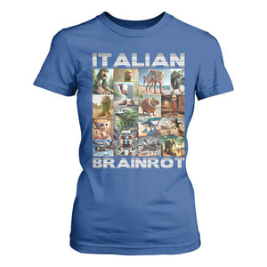 Funny Italian Brainrot Meme Art T Shirt For Women Surreal Humor Pop Culture Collage TS02 Royal Blue Print Your Wear