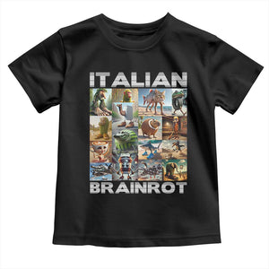Funny Italian Brainrot Meme Art Toddler T Shirt Surreal Humor Pop Culture Collage TS02 Black Print Your Wear