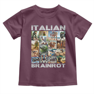 Funny Italian Brainrot Meme Art Toddler T Shirt Surreal Humor Pop Culture Collage TS02 Maroon Print Your Wear