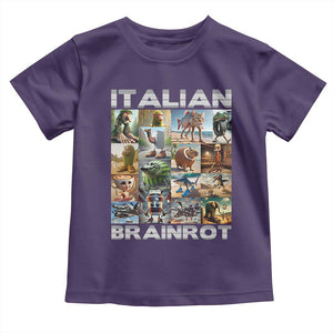 Funny Italian Brainrot Meme Art Toddler T Shirt Surreal Humor Pop Culture Collage TS02 Purple Print Your Wear