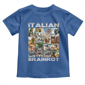 Funny Italian Brainrot Meme Art Toddler T Shirt Surreal Humor Pop Culture Collage TS02 Royal Blue Print Your Wear