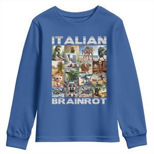 Funny Italian Brainrot Meme Art Youth Sweatshirt Surreal Humor Pop Culture Collage TS02 Royal Blue Print Your Wear