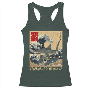 Funny Italian Brainrot Tralalero Tralala Shark Racerback Tank Top Japanese Art Gen Z Meme TS11 Dark Forest Green Print Your Wear