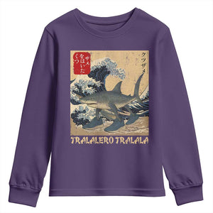 Funny Italian Brainrot Tralalero Tralala Shark Youth Sweatshirt Japanese Art Gen Z Meme TS11 Purple Print Your Wear