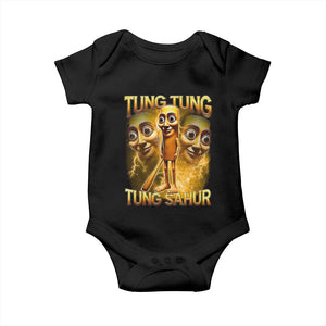 Funny Italian Brainrot Tung Tung Tung Sahur Baby Onesie Gen Z Meme TS11 Black Print Your Wear
