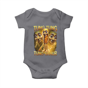Funny Italian Brainrot Tung Tung Tung Sahur Baby Onesie Gen Z Meme TS11 Charcoal Print Your Wear