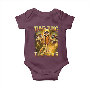 Funny Italian Brainrot Tung Tung Tung Sahur Baby Onesie Gen Z Meme TS11 Maroon Print Your Wear