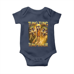 Funny Italian Brainrot Tung Tung Tung Sahur Baby Onesie Gen Z Meme TS11 Navy Print Your Wear
