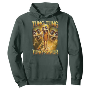 Funny Italian Brainrot Tung Tung Tung Sahur Hoodie Gen Z Meme TS11 Dark Forest Green Print Your Wear