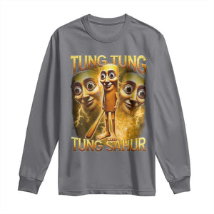 Funny Italian Brainrot Tung Tung Tung Sahur Long Sleeve Shirt Gen Z Meme TS11 Charcoal Print Your Wear