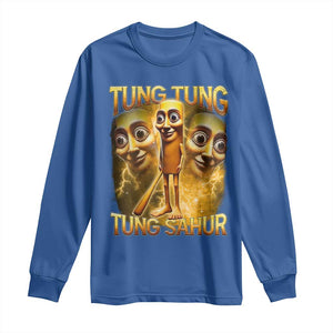 Funny Italian Brainrot Tung Tung Tung Sahur Long Sleeve Shirt Gen Z Meme TS11 Royal Blue Print Your Wear