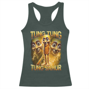 Funny Italian Brainrot Tung Tung Tung Sahur Racerback Tank Top Gen Z Meme TS11 Dark Forest Green Print Your Wear