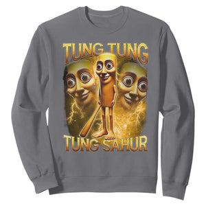 Funny Italian Brainrot Tung Tung Tung Sahur Sweatshirt Gen Z Meme TS11 Charcoal Print Your Wear