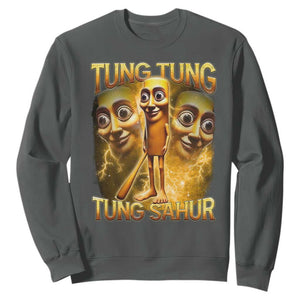 Funny Italian Brainrot Tung Tung Tung Sahur Sweatshirt Gen Z Meme TS11 Dark Heather Print Your Wear