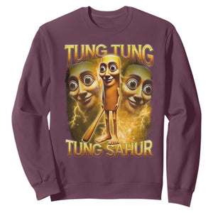 Funny Italian Brainrot Tung Tung Tung Sahur Sweatshirt Gen Z Meme TS11 Maroon Print Your Wear