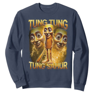 Funny Italian Brainrot Tung Tung Tung Sahur Sweatshirt Gen Z Meme TS11 Navy Print Your Wear