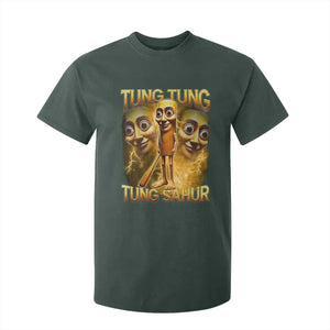 Funny Italian Brainrot Tung Tung Tung Sahur T Shirt For Kid Gen Z Meme TS11 Dark Forest Green Print Your Wear