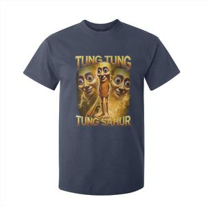 Funny Italian Brainrot Tung Tung Tung Sahur T Shirt For Kid Gen Z Meme TS11 Navy Print Your Wear