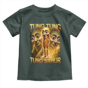 Funny Italian Brainrot Tung Tung Tung Sahur Toddler T Shirt Gen Z Meme TS11 Dark Forest Green Print Your Wear
