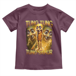 Funny Italian Brainrot Tung Tung Tung Sahur Toddler T Shirt Gen Z Meme TS11 Maroon Print Your Wear