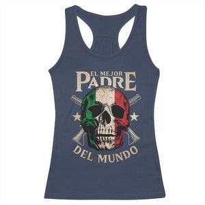 Funny Italian Dad Racerback Tank Top El Mejor Padre Del Mundo Skull Father's Day TS11 Navy Print Your Wear