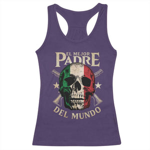 Funny Italian Dad Racerback Tank Top El Mejor Padre Del Mundo Skull Father's Day TS11 Purple Print Your Wear