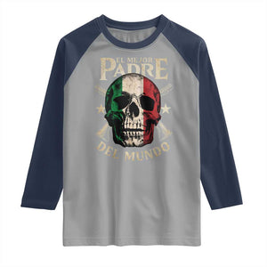 Funny Italian Dad Raglan Shirt El Mejor Padre Del Mundo Skull Father's Day TS11 Sport Gray Navy Print Your Wear