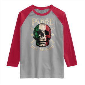 Funny Italian Dad Raglan Shirt El Mejor Padre Del Mundo Skull Father's Day TS11 Sport Gray Red Print Your Wear
