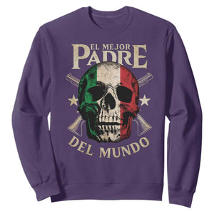 Funny Italian Dad Sweatshirt El Mejor Padre Del Mundo Skull Fathers Day TS11 Purple Print Your Wear