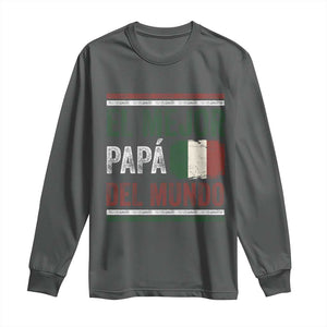 Funny Italian Dad The Best Father Of The World Long Sleeve Shirt El Mejor Papa Del Mundo TS11 Dark Heather Print Your Wear
