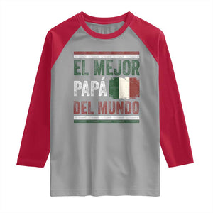 Funny Italian Dad The Best Father Of The World Raglan Shirt El Mejor Papa Del Mundo TS11 Sport Gray Red Print Your Wear