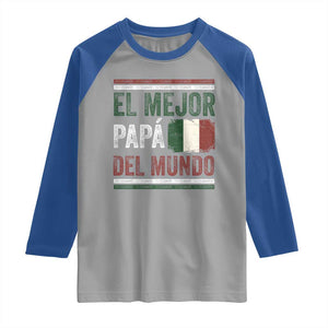 Funny Italian Dad The Best Father Of The World Raglan Shirt El Mejor Papa Del Mundo TS11 Sport Gray Royal Print Your Wear