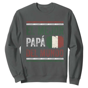 Funny Italian Dad The Best Father Of The World Sweatshirt El Mejor Papa Del Mundo TS11 Dark Heather Print Your Wear