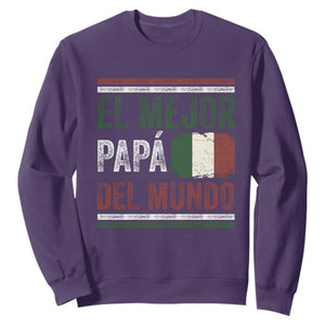 Funny Italian Dad The Best Father Of The World Sweatshirt El Mejor Papa Del Mundo TS11 Purple Print Your Wear