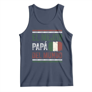 Funny Italian Dad The Best Father Of The World Tank Top El Mejor Papa Del Mundo TS11 Navy Print Your Wear
