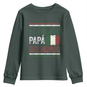 Funny Italian Dad The Best Father Of The World Youth Sweatshirt El Mejor Papa Del Mundo TS11 Dark Forest Green Print Your Wear