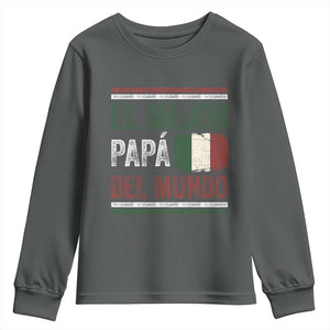 Funny Italian Dad The Best Father Of The World Youth Sweatshirt El Mejor Papa Del Mundo TS11 Dark Heather Print Your Wear