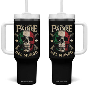Funny Italian Dad Tumbler With Handle El Mejor Padre Del Mundo Skull Fathers Day TS11 One Size: 40 oz Black Print Your Wear