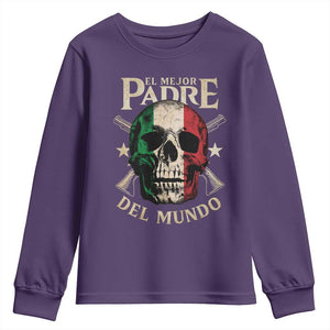 Funny Italian Dad Youth Sweatshirt El Mejor Padre Del Mundo Skull Fathers Day TS11 Purple Print Your Wear