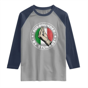 Funny Italian Slang Raglan Shirt Surrounded By Stunads Che Vuoi TS11 Sport Gray Navy Print Your Wear