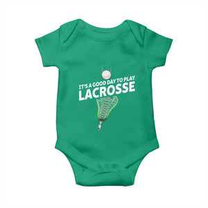 Funny It's A Good Day To Play Lacrosse Lax Baby Onesie TS11 Irish Green Print Your Wear