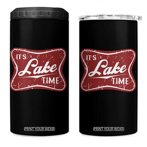Funny It's Lake Time 4 in 1 Can Cooler Tumbler Lake Life Summer Vacation TS11 One Size: 16 oz Black Print Your Wear