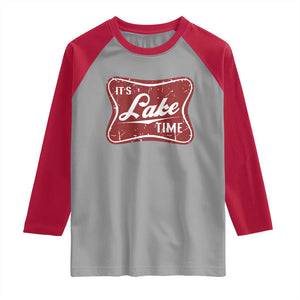 Funny It's Lake Time Raglan Shirt Lake Life Summer Vacation TS11 Sport Gray Red Print Your Wear