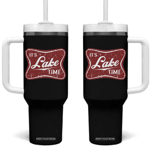 Funny It's Lake Time Tumbler With Handle Lake Life Summer Vacation TS11 One Size: 40 oz Black Print Your Wear