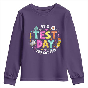Funny It's Test Day You Got This Youth Sweatshirt Testing Day School Supplies TS11 Purple Print Your Wear